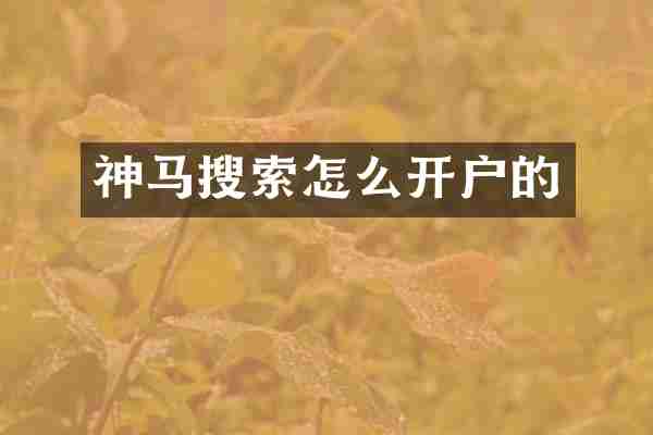 神马搜索怎么开户的