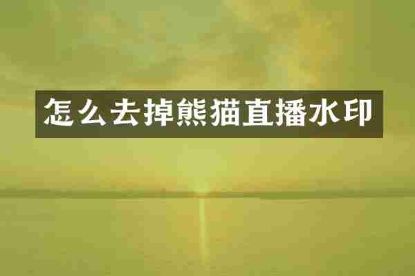 怎么去掉熊猫直播水印