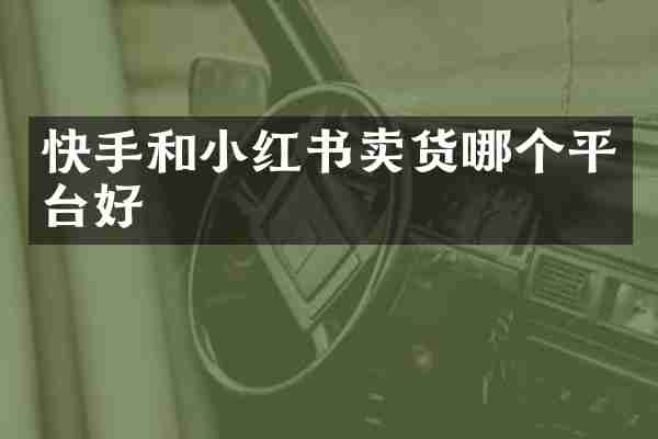 快手和小红书卖货哪个平台好