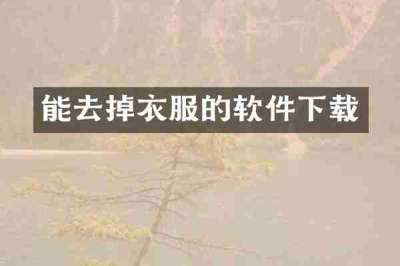 能去掉衣服的软件下载