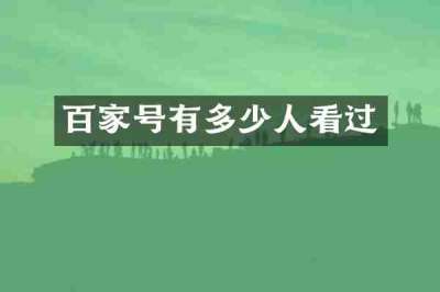 百家号有多少人看过