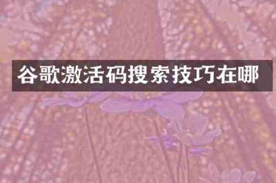 谷歌激活码搜索技巧在哪