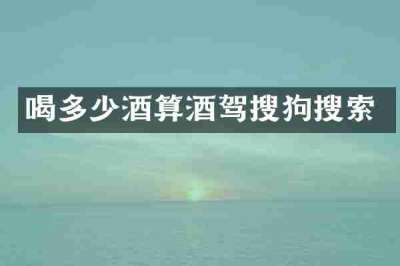 喝多少酒算酒驾搜狗搜索