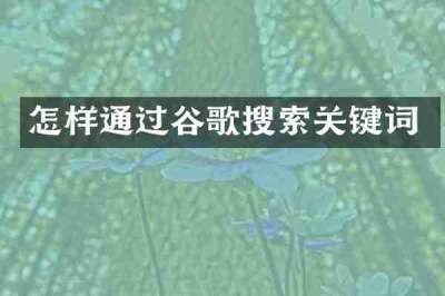 怎样通过谷歌搜索关键词