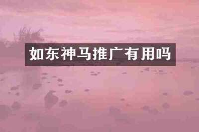 如东神马推广有用吗