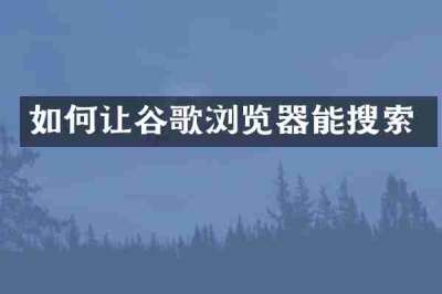 如何让谷歌浏览器能搜索