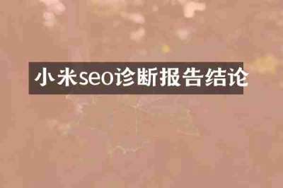 小米seo诊断报告结论
