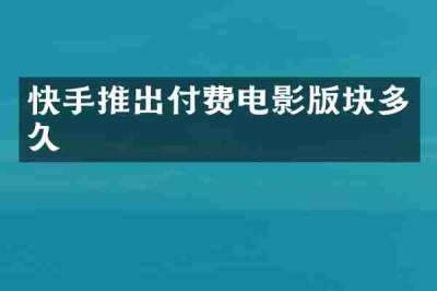 快手推出付费电影版块多久