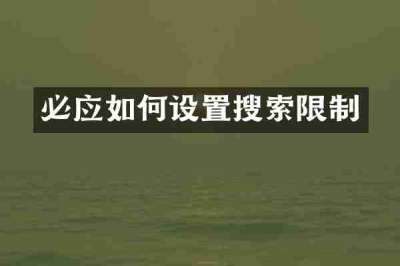 必应如何设置搜索限制
