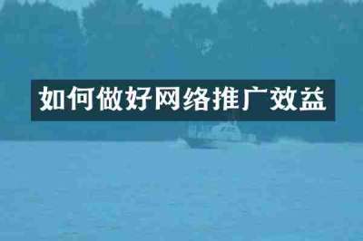 如何做好网络推广效益