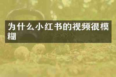为什么小红书的视频很模糊