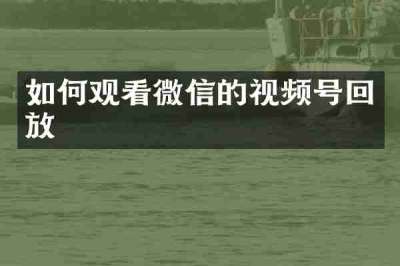 如何观看微信的视频号回放