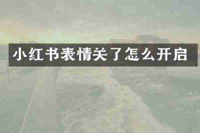 小红书表情关了怎么开启