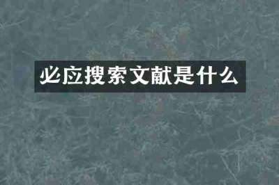 必应搜索文献是什么