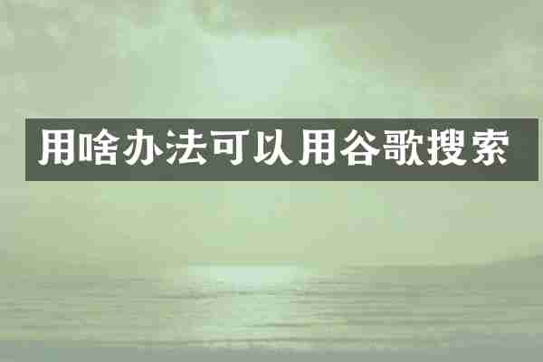 用啥办法可以用谷歌搜索