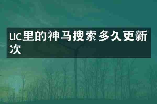 uc里的神马搜索多久更新一次