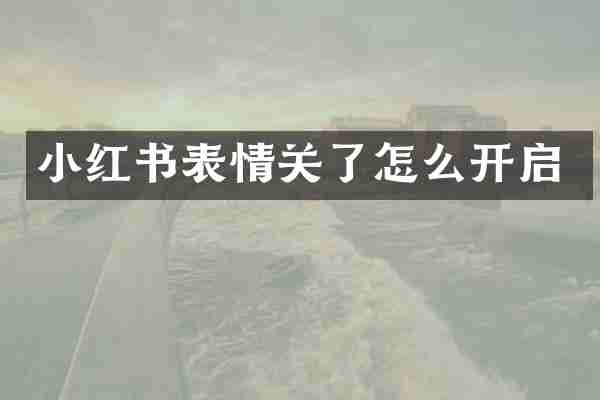 小红书表情关了怎么开启