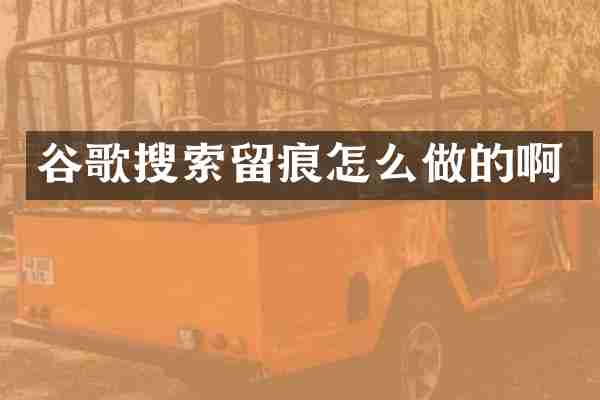 谷歌搜索留痕怎么做的啊
