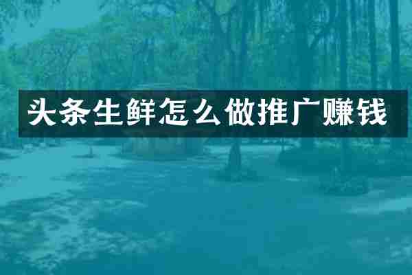 头条生鲜怎么做推广赚钱