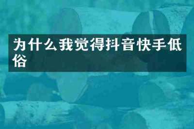 为什么我觉得抖音快手低俗