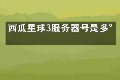 西瓜星球3服务器号是多少