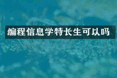 编程信息学特长生可以吗