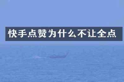 快手点赞为什么不让全点