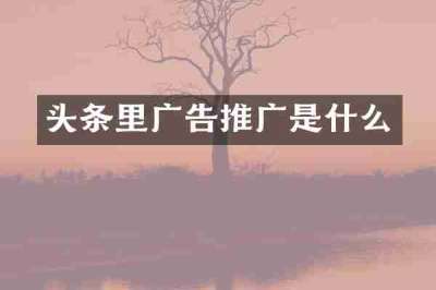 头条里广告推广是什么