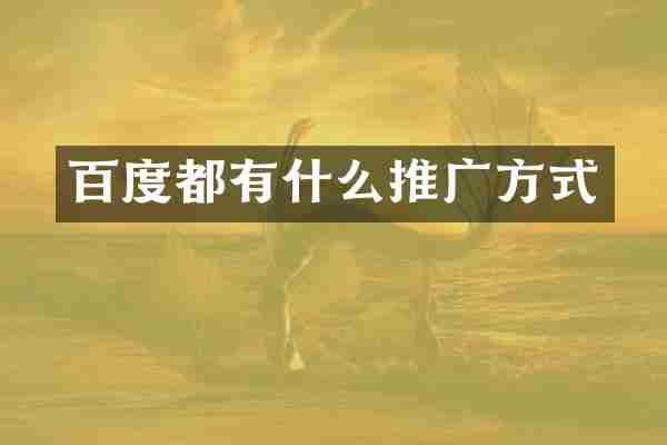 百度都有什么推广方式