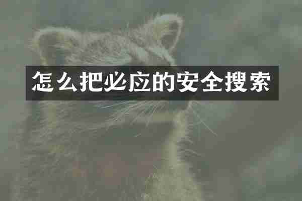 怎么把必应的安全搜索