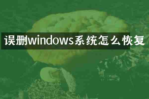 误删windows系统怎么恢复