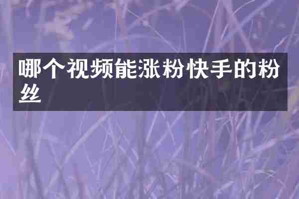 哪个视频能涨粉快手的粉丝