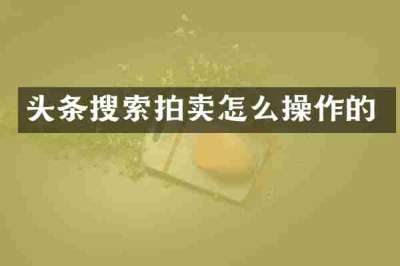 头条搜索拍卖怎么操作的