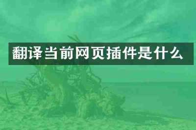翻译当前网页插件是什么