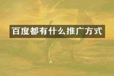 百度都有什么推广方式