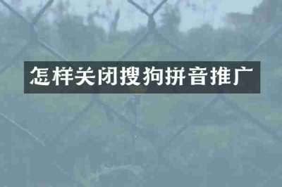 怎样关闭搜狗拼音推广