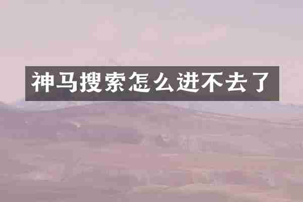 神马搜索怎么进不去了
