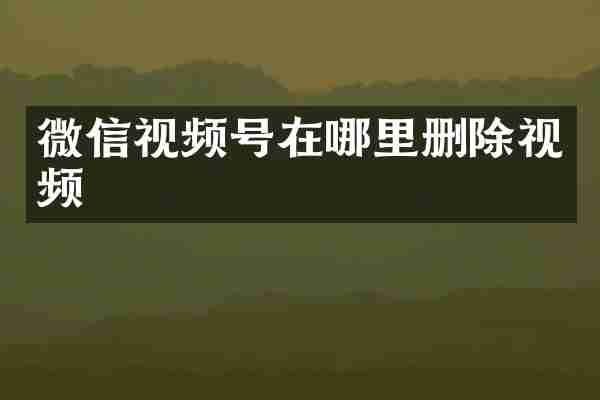 微信视频号在哪里删除视频