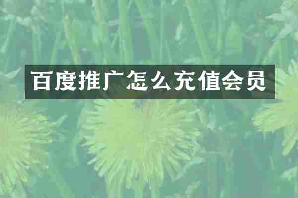 百度推广怎么充值会员