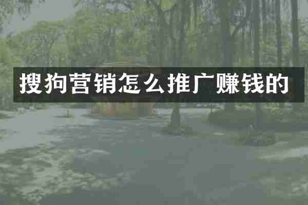 搜狗营销怎么推广赚钱的