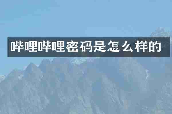 哔哩哔哩密码是怎么样的