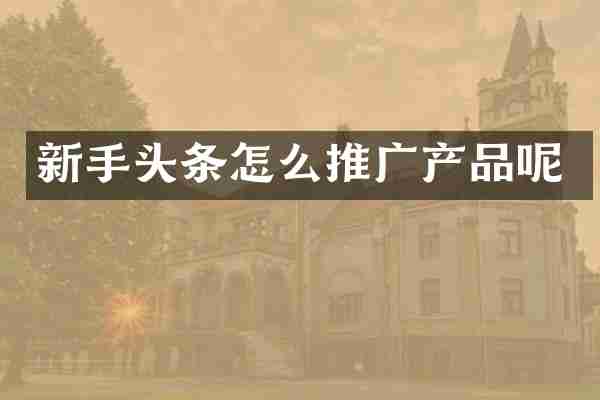 新手头条怎么推广产品呢