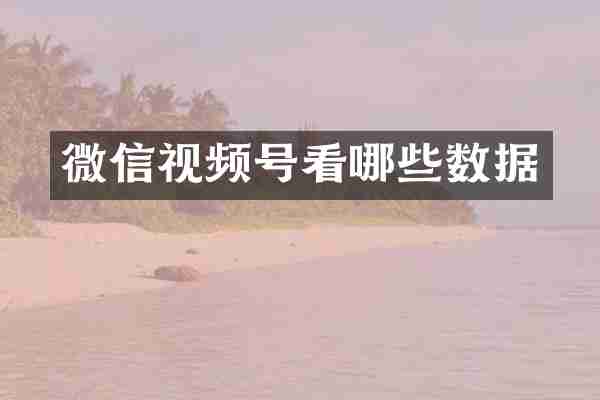 微信视频号看哪些数据