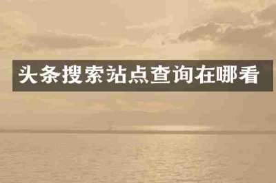 头条搜索站点查询在哪看
