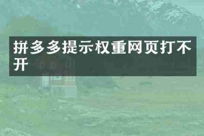 拼多多提示权重网页打不开