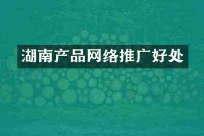 湖南产品网络推广好处