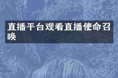 直播平台观看直播使命召唤