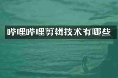哔哩哔哩剪辑技术有哪些