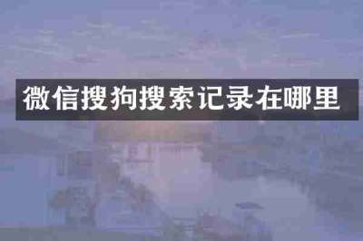 微信搜狗搜索记录在哪里
