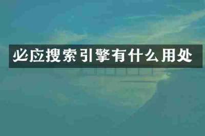 必应搜索引擎有什么用处